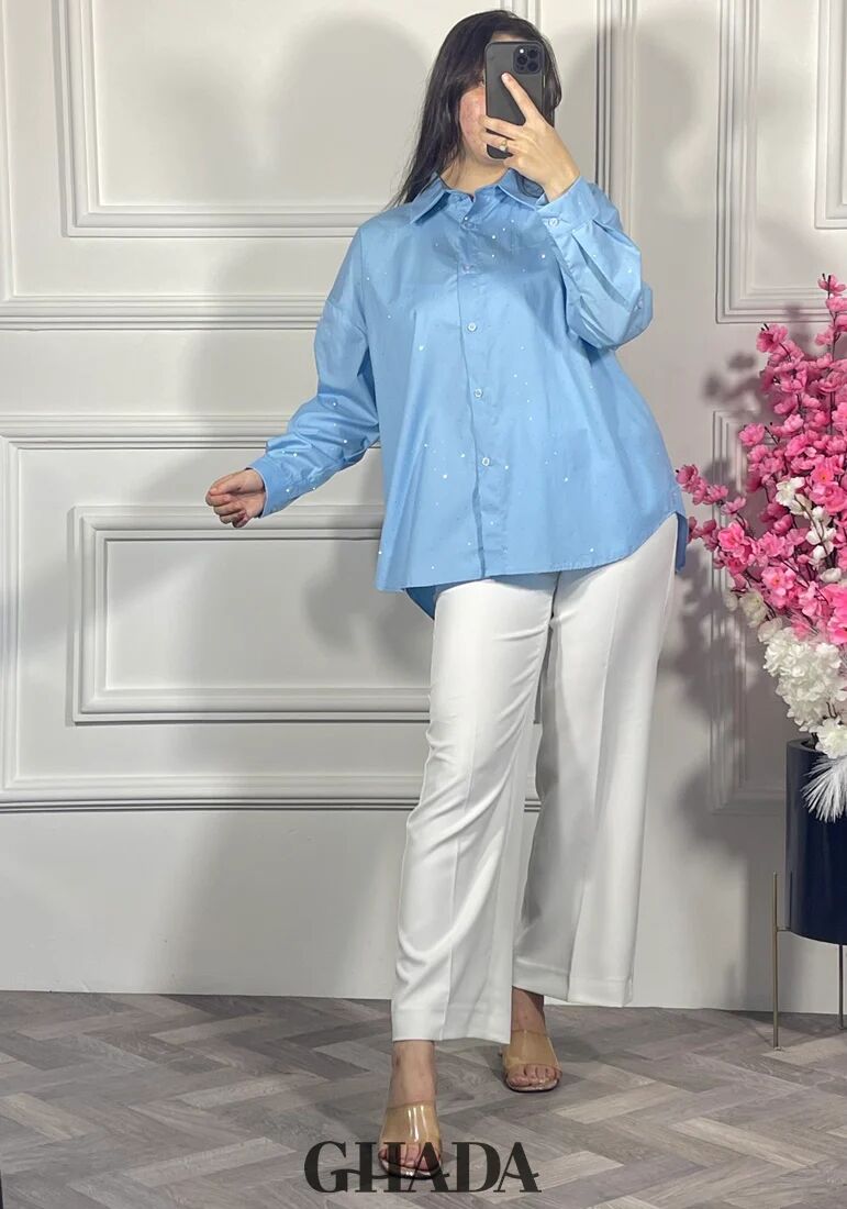 Chemise Bleu Clair À Strass