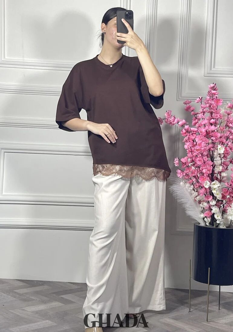 Pull Marron Avec Dentelle thumbnail 3
