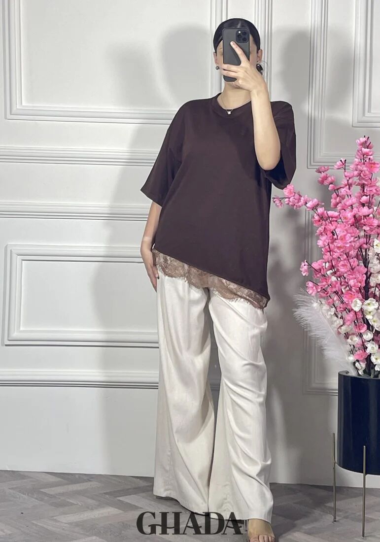 Pull Marron Avec Dentelle