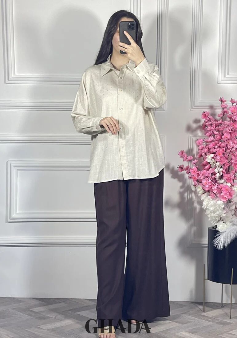 Chemise Beige À Strass