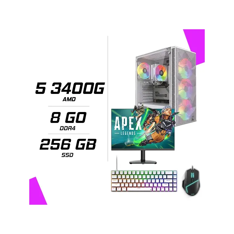 Pc Gamer Amd Ryzen 5 3400g + Hybrok Hp24ifl120 24 120hz + Esg M2 Flash + Nova Cp68