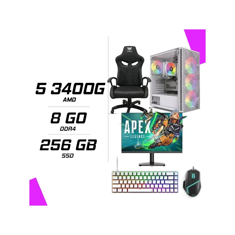 Pc Gamer Amd Ryzen 5 3400g + Hybrok Hp24ifl120 24 120hz + Esg M2 Flash + Nova Cp68 + Hybrok Fighter