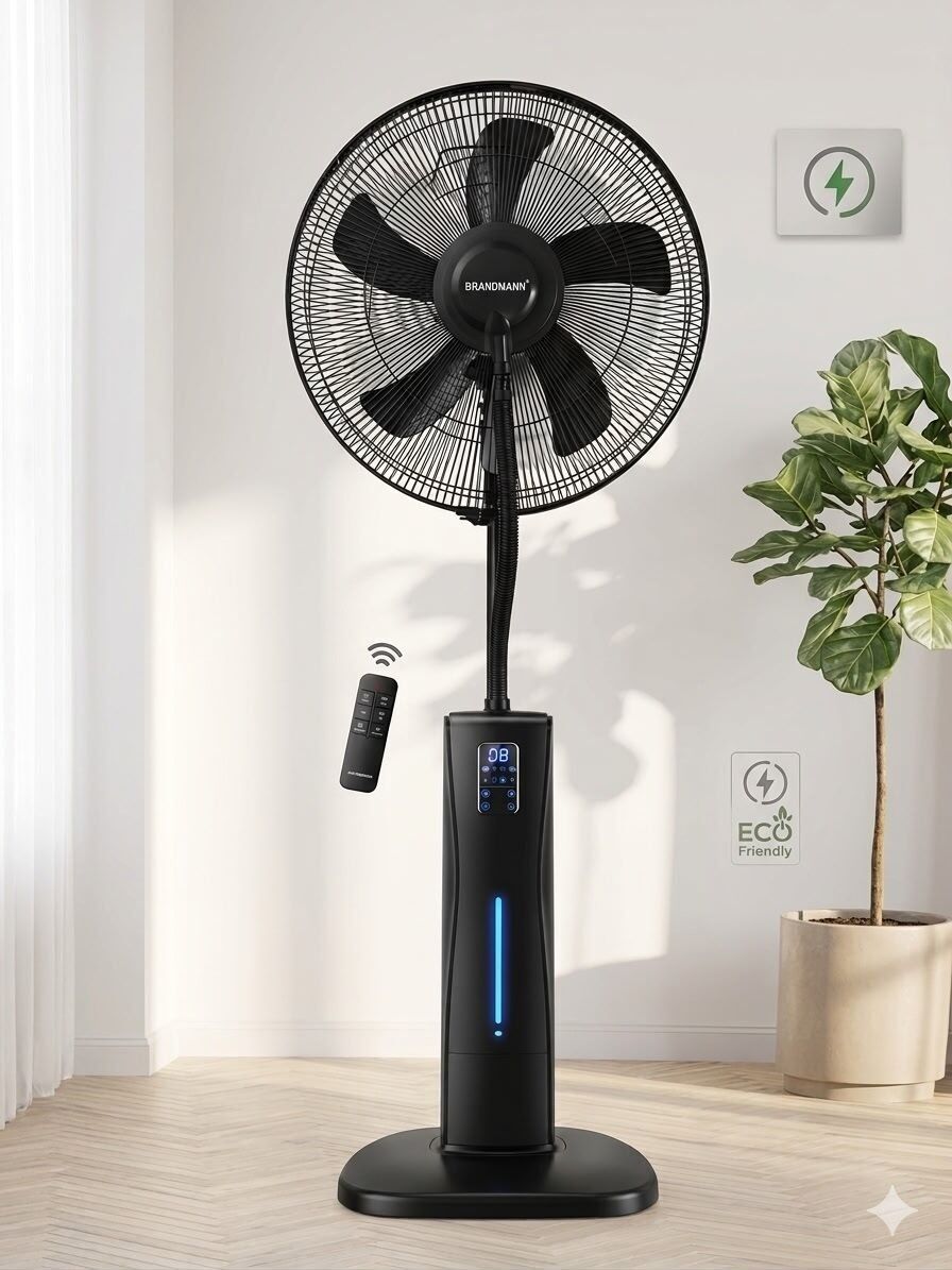 Ventilateur Brumisateur Sur Pied 16" – 80w – 9 Vitesses – Noir