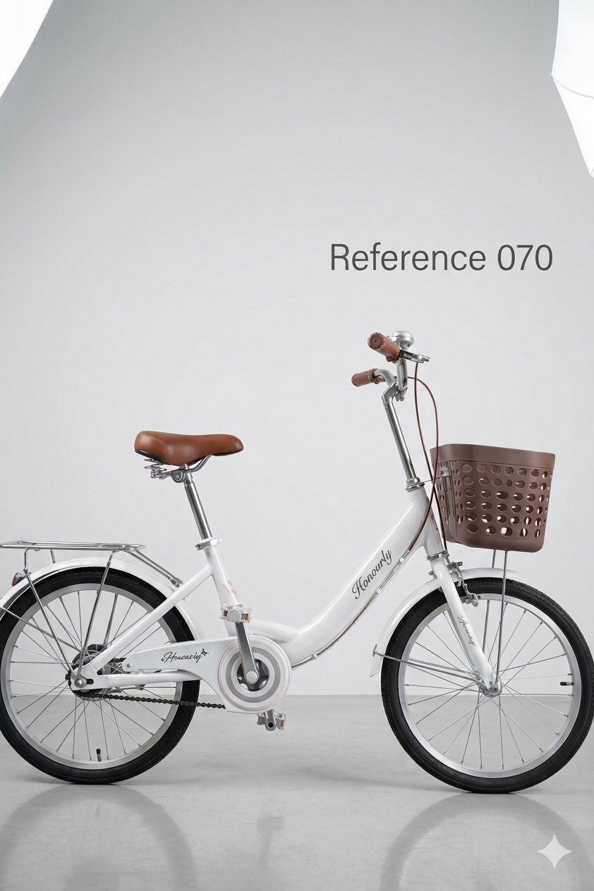 Vélo De Ville 20 Pouces Réf.070 - Blanc - Panier + Porte-bagage