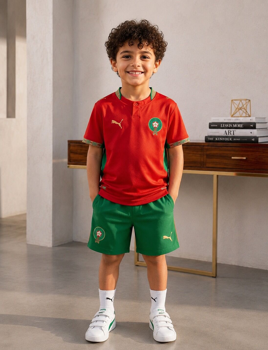 Ensemble Enfant Maroc – Maillot Rouge & Short Vert