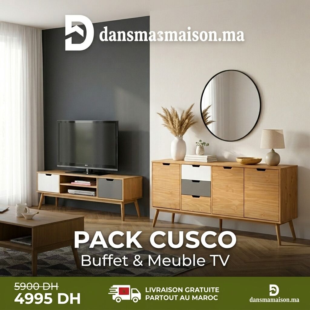 Pack Cusco – Ensemble Salon Scandinave : Buffet & Meuble Tv En Pin Massif thumbnail 3