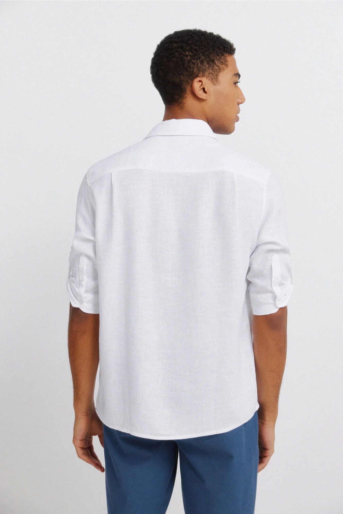 Chemise Lin Viscose Texturée Manches 3/4