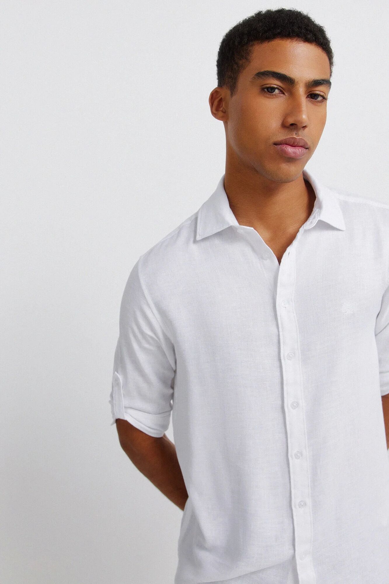 Chemise Lin Viscose Texturée Manches 3/4 thumbnail 2