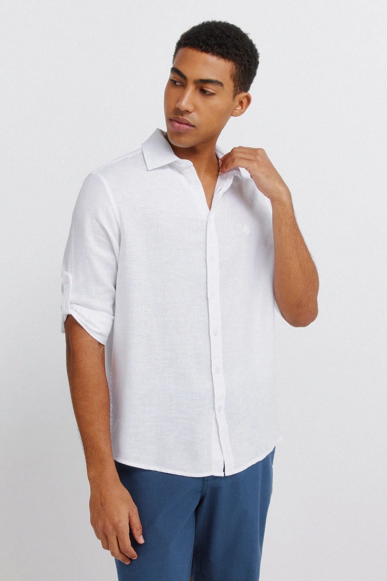Chemise Lin Viscose Texturée Manches 3/4 thumbnail 4