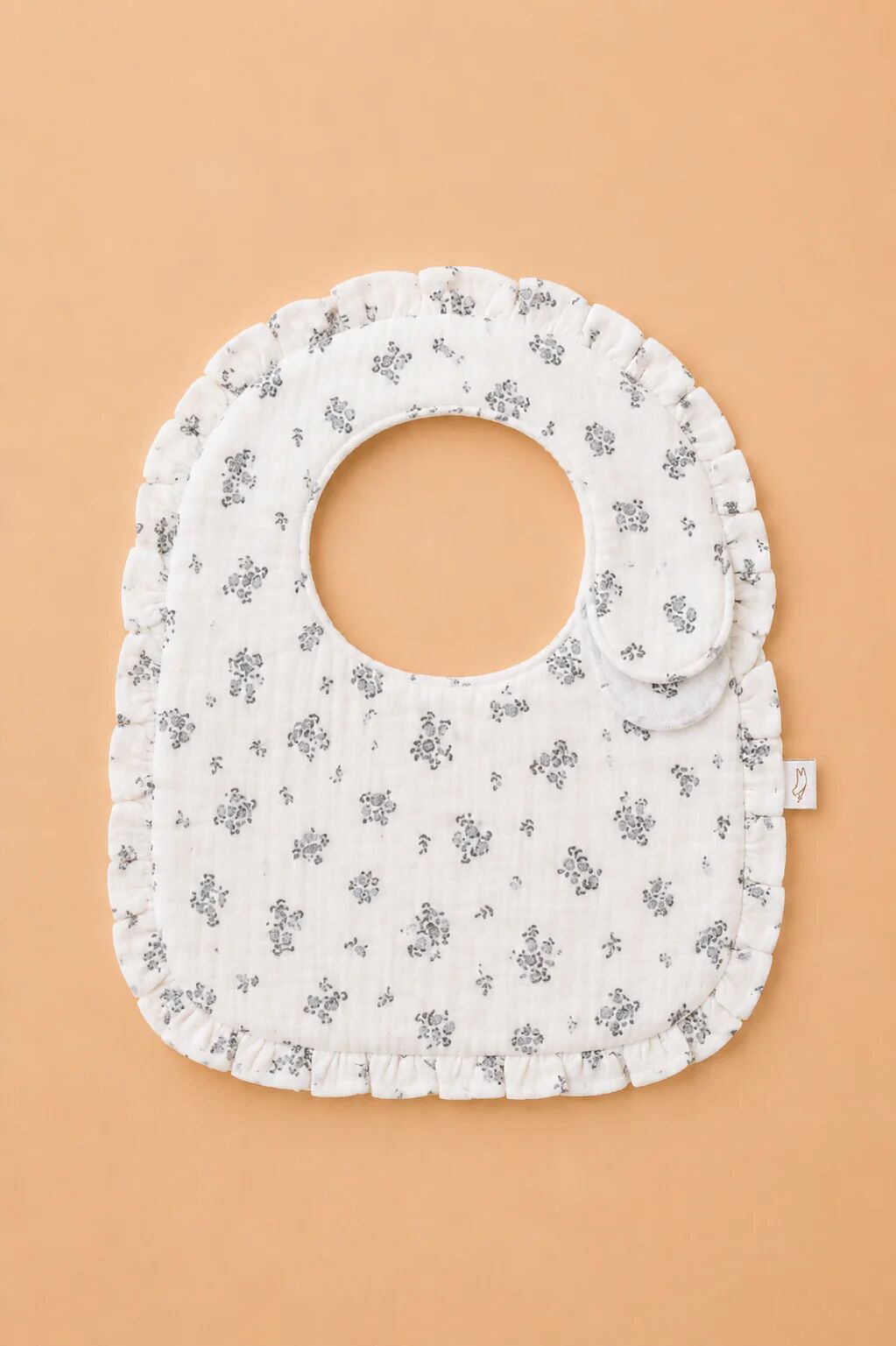 Bavoir Bébé Imperméable En Gaze De Coton – Motif Fleuri Gris