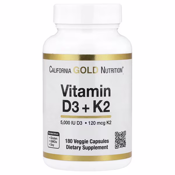 Vitamin D3 + K2 As Mk-7, 180 Veggie Capsules