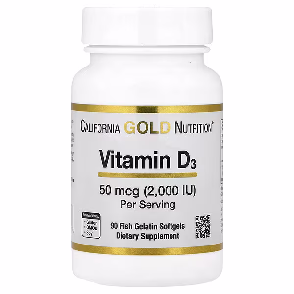 Vitamin D3, 50 Mcg (2,000 Iu), 90 Fish Gelatin Softgels