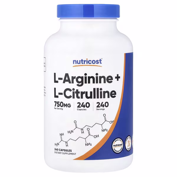 L-arginine + L-citrulline, 240 Capsules