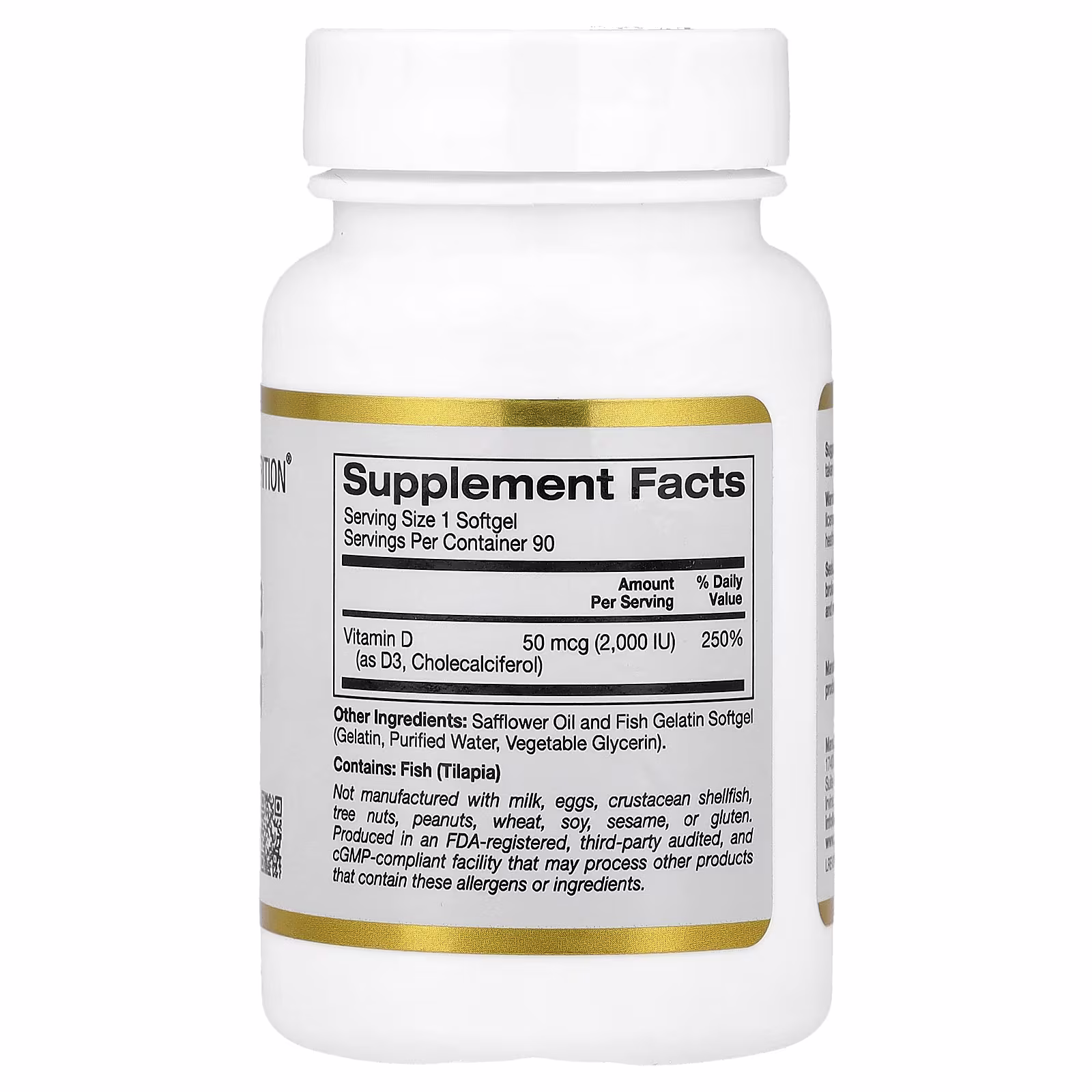 Vitamin D3, 50 Mcg (2,000 Iu), 90 Fish Gelatin Softgels