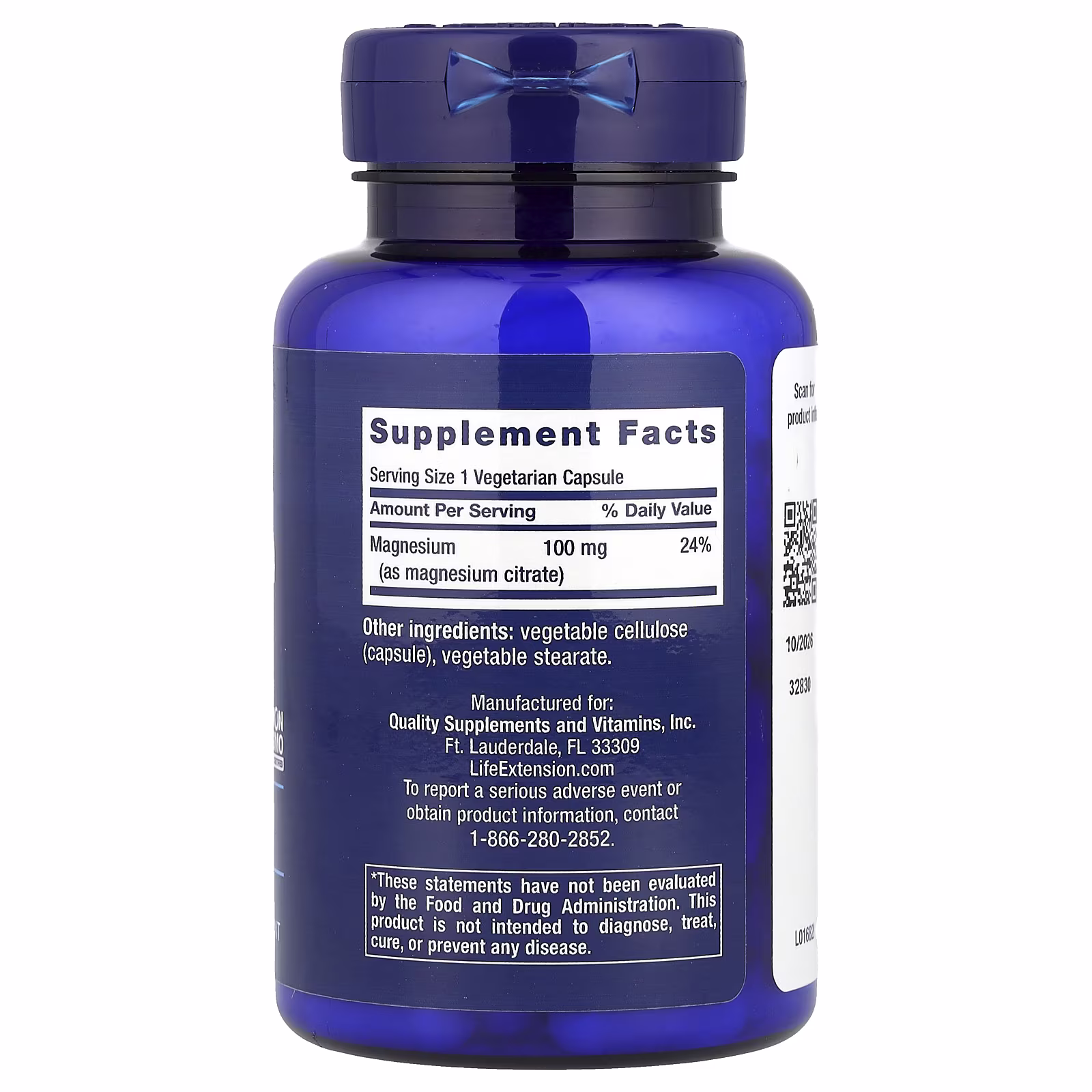 Magnesium (citrate), 100 Mg, 100 Vegetarian Capsules