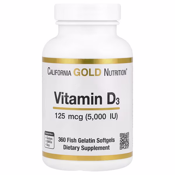Vitamin D3, 125 Mcg (5,000 Iu), 360 Fish Gelatin Softgels