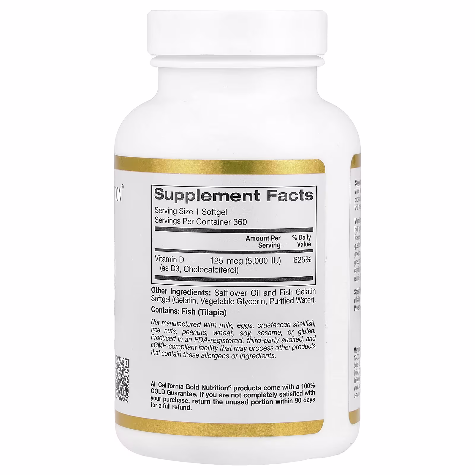Vitamin D3, 125 Mcg (5,000 Iu), 360 Fish Gelatin Softgels
