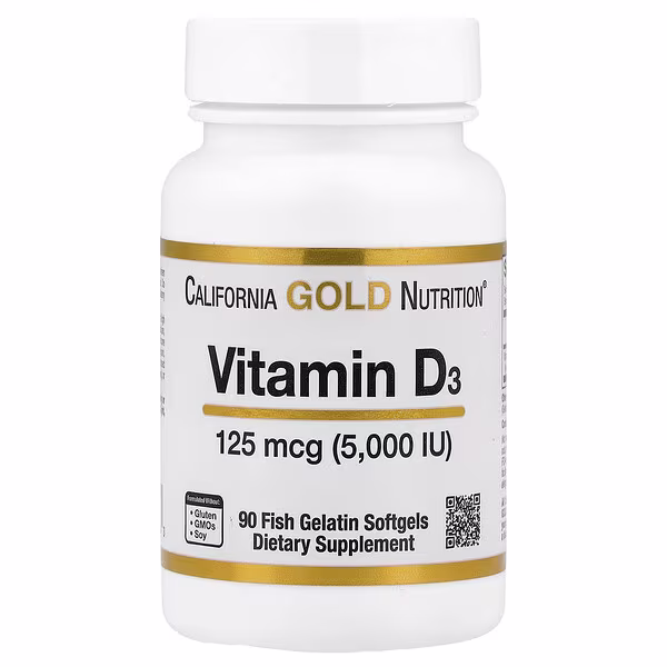 Vitamin D3, 125 Mcg (5,000 Iu), 90 Fish Gelatin Softgels