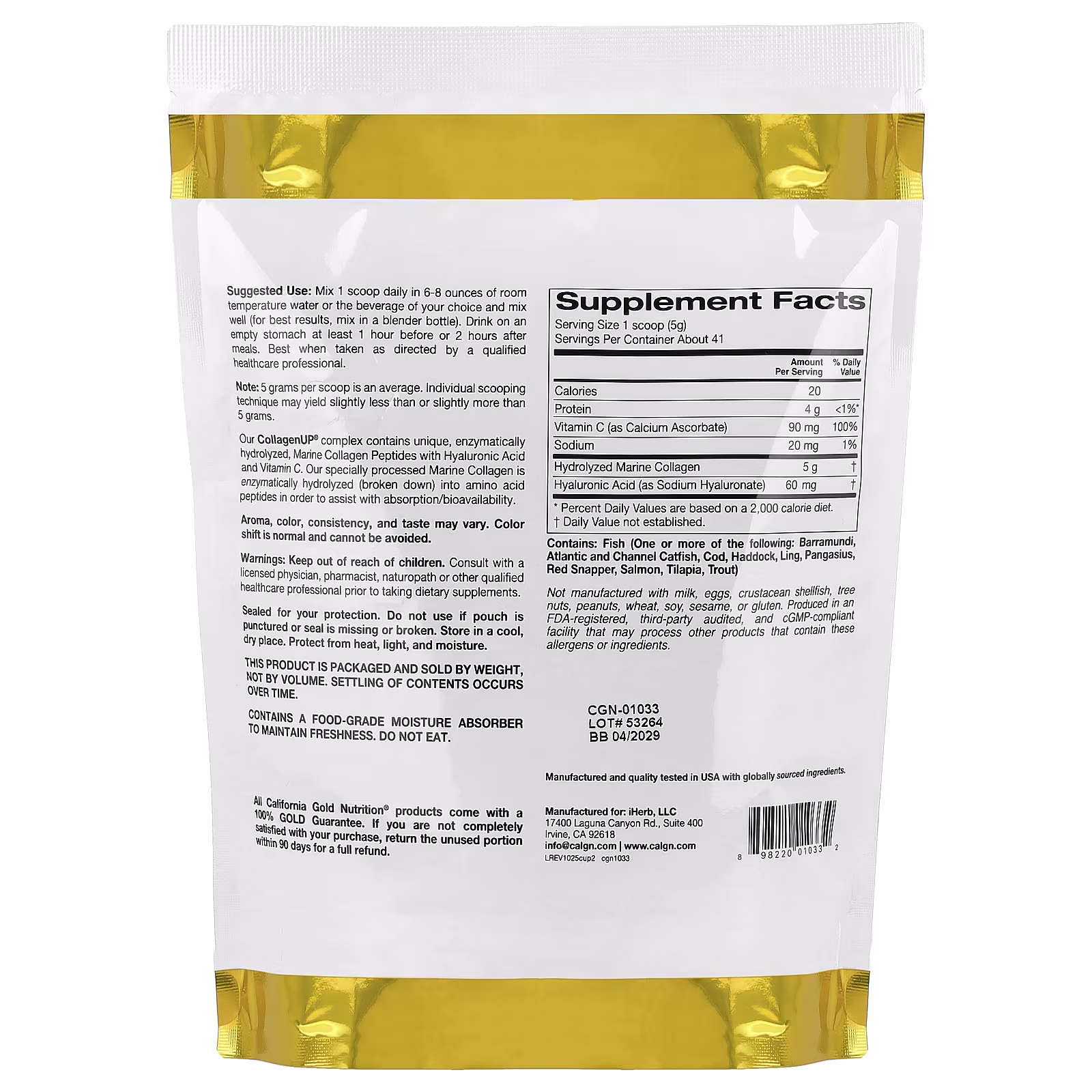 Collagenup Hydrolyzed Marine Collagen Peptides With Hyaluronic Acid And Vitamin C, Unflavor