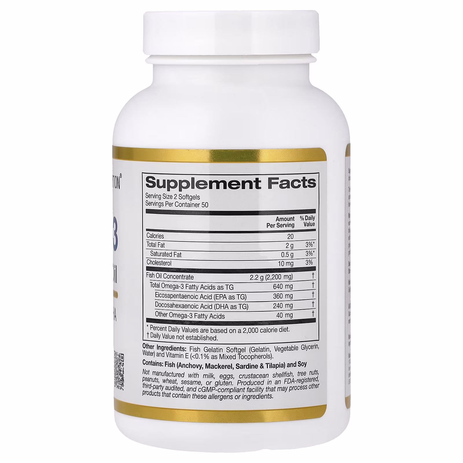 Omega-3 Premium Fish Oil, 100 Fish Gelatin Softgels (1,100 Mg Per Softgel)
