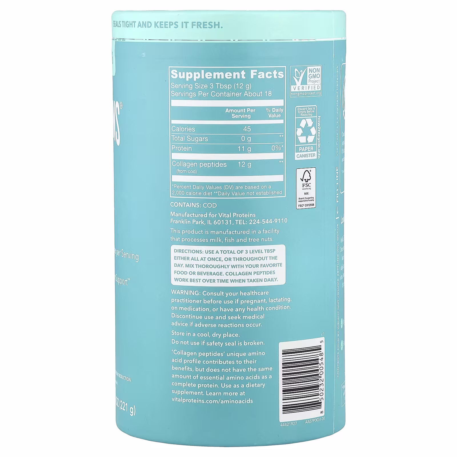 Marine Collagen, Unflavored, 7.8 Oz (221 G) thumbnail 3
