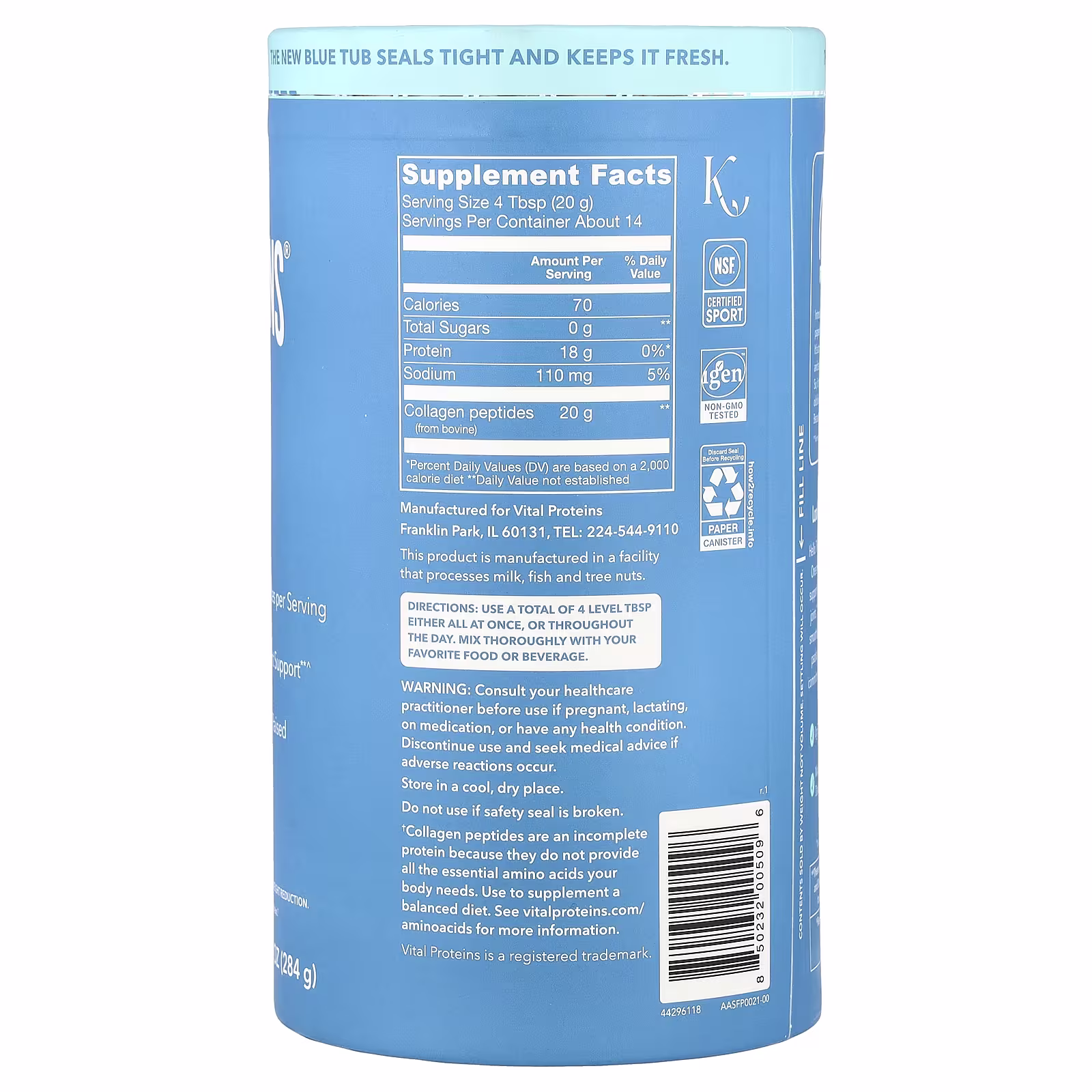 Collagen Peptides, Unflavored, 10 Oz (284 G)