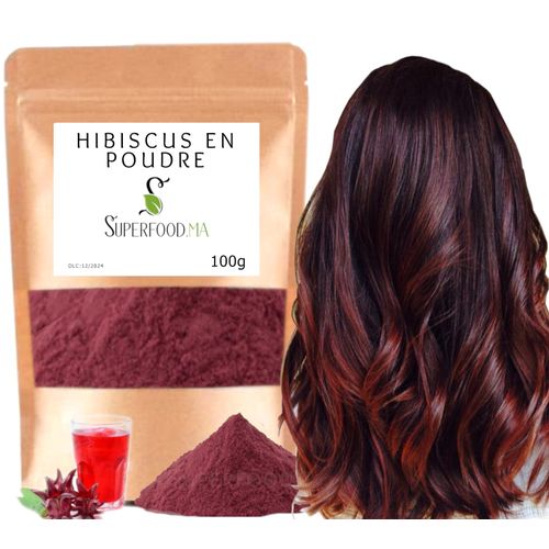 Hibiscus En Poudre Henné Coloration Capillaire Végétale Naturelle Acajou