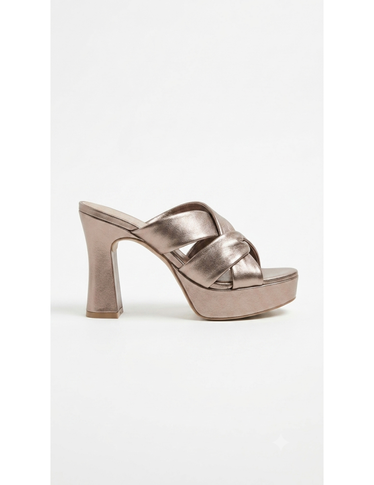 Mules À Haut Talon Et Plateforme En Cuir 