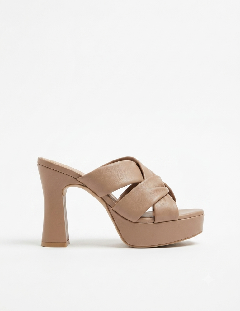 Mules À Haut Talon Et Plateforme En Cuir