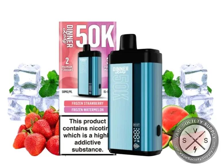 Dinner Lady Dual Flavor 50000 Puffs Frozen Strawberry & Frozen Watermelon