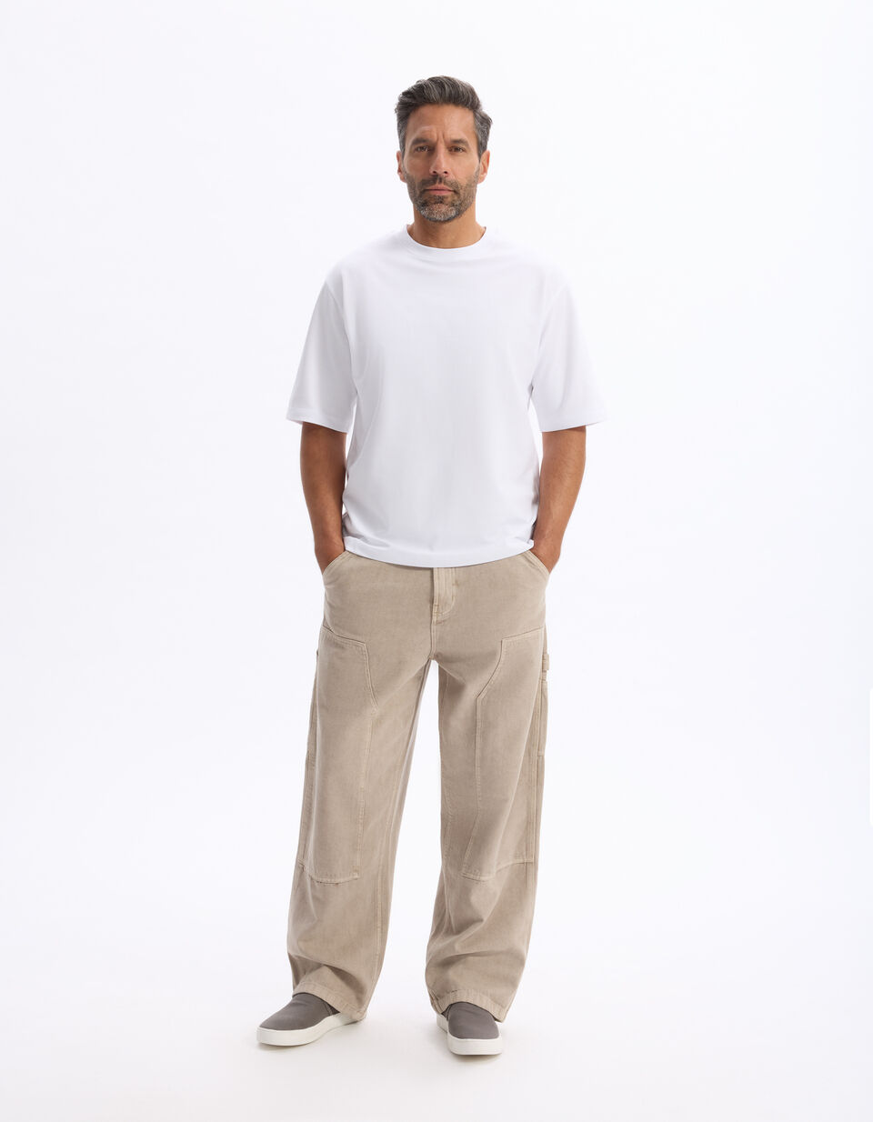 T-shirt infroissable over size col rond thumbnail 1