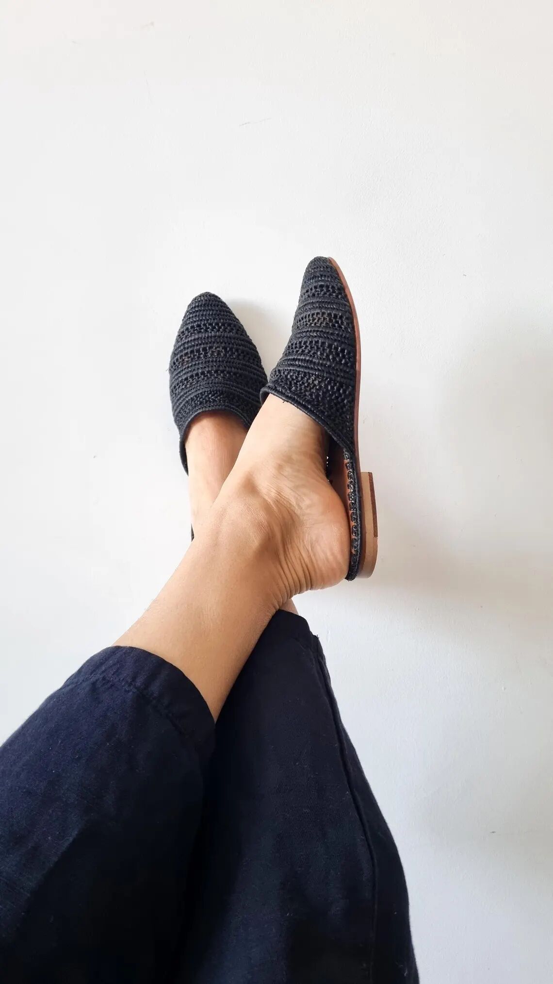 Mesh Raffia Mule