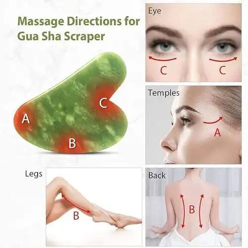Ensemble De Massage Facial En Pierre De Jade Et Gua Sha (3 Pièces) thumbnail 4