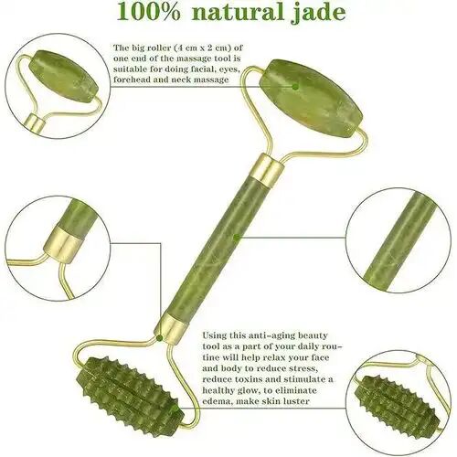 Ensemble De Massage Facial En Pierre De Jade Et Gua Sha (3 Pièces) thumbnail 3
