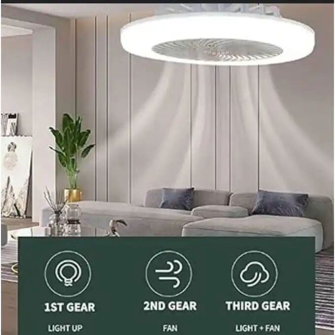 Ventilateur De Plafond Encastré Moderne À 3 Vitesses Led E27 30w Avec Télécommande