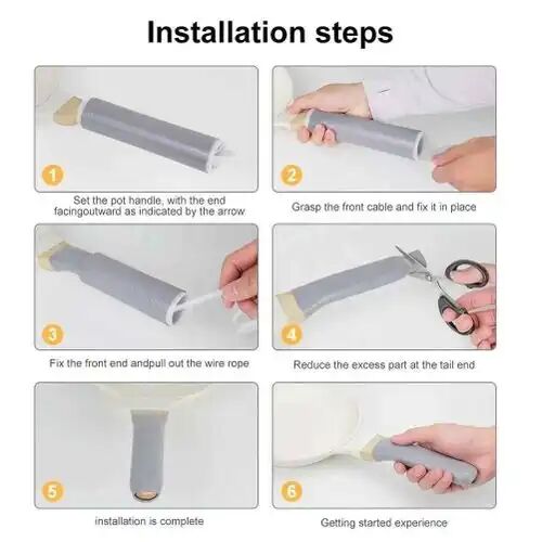 Manchons De Poignée De Poêle Chaude En Silicone Résistant À La Chaleur, Antidérapants Et Lavables Pour Cuisine thumbnail 4