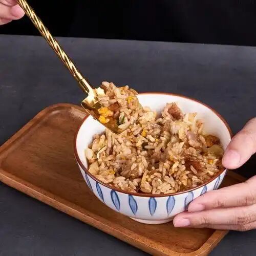 Ensemble De 6 Cuillères Dorées Avec Paille Et Brosse De Nettoyage