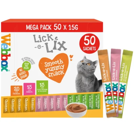 Webbox Lick-e-lix Pour Chat Assortiment Foie Et Poulet Et Le Saumon (50 X15 G)