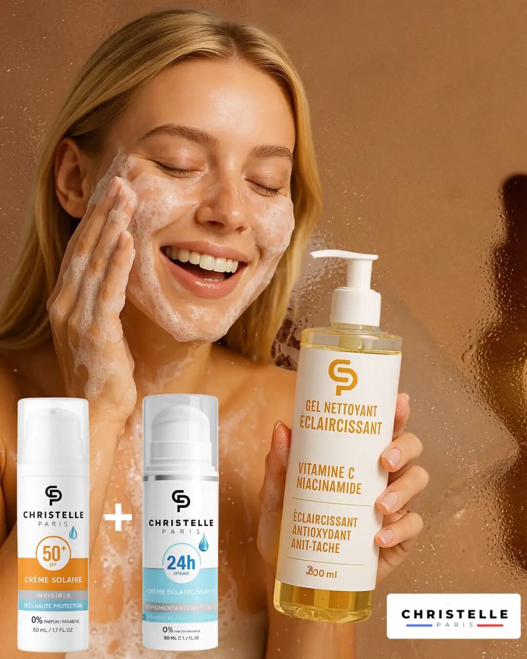 Coffret 3 En 1 : Gel Nettoyant Éclaircissant 200ml, Crème Antitaches Dépigmentant 50ml, Écran Protection Invisible 50ml thumbnail 3