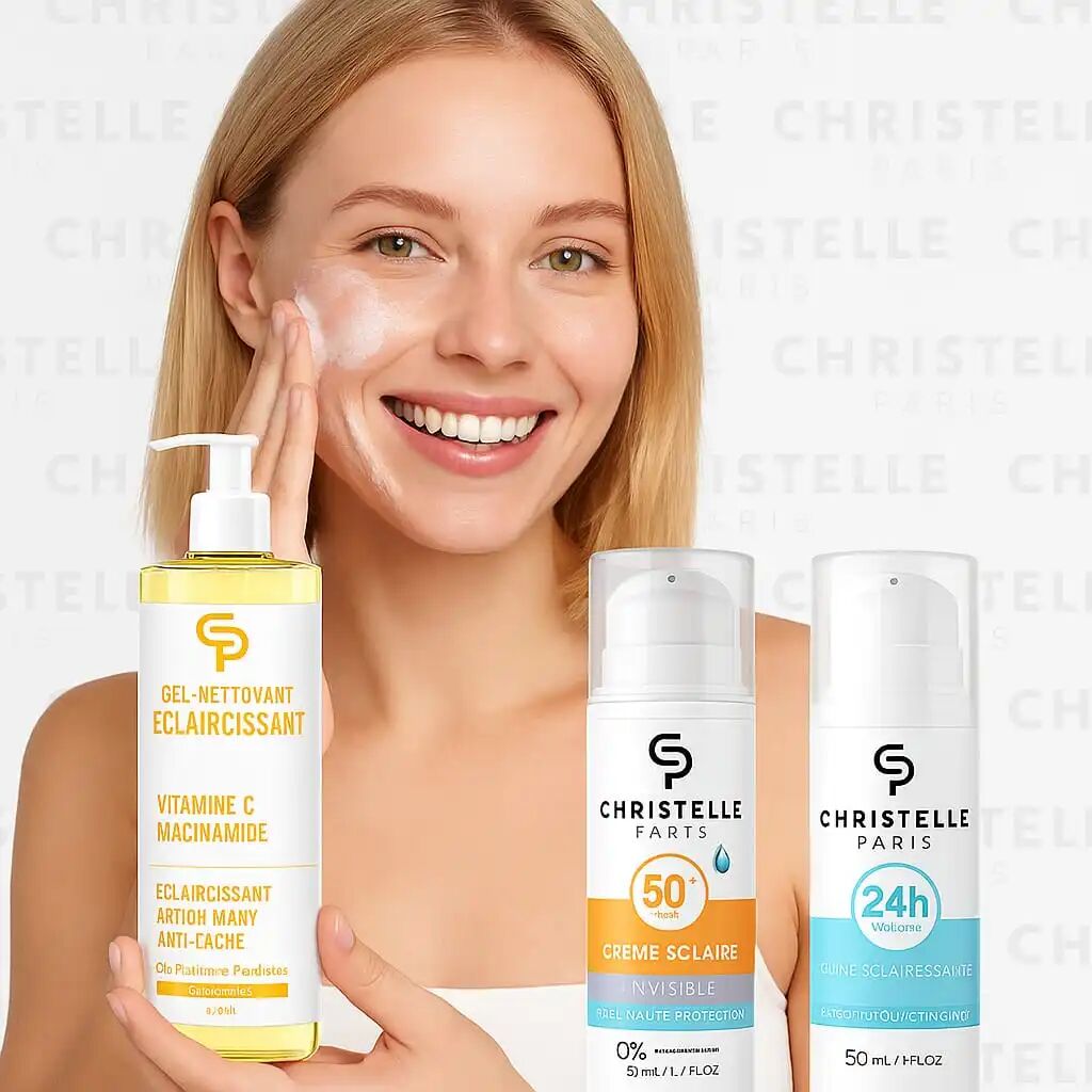 Lot De 3 : Gel Nettoyant Éclaircissant 200ml, Crème Antitaches Brunes 50ml Et Écran Protection 50ml thumbnail 3