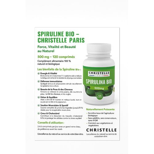 Christelle Paris Spiruline – Force, Vitalité Et Beauté Au Naturel 500 Mg – 120 Comprimés