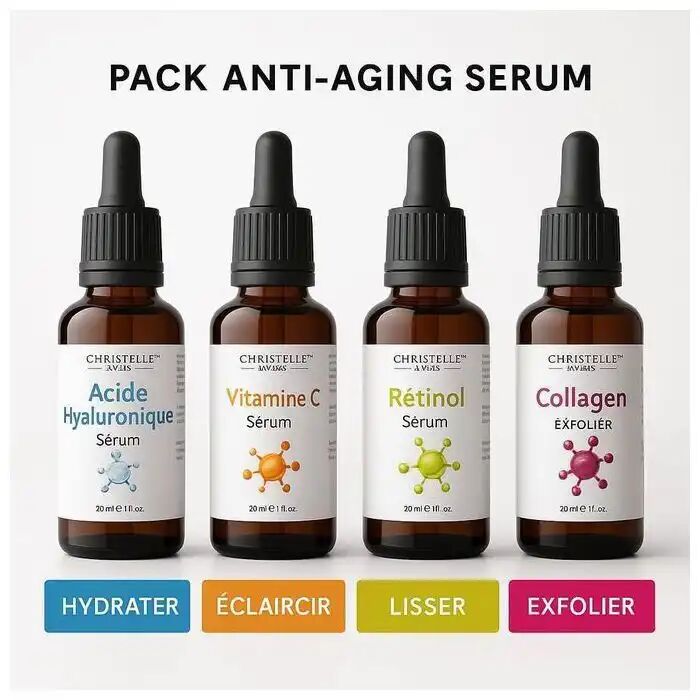 Pack 4 Sérums – Acide Hyaluronique, Vitamine C, Rétinol & Collagèn thumbnail 1