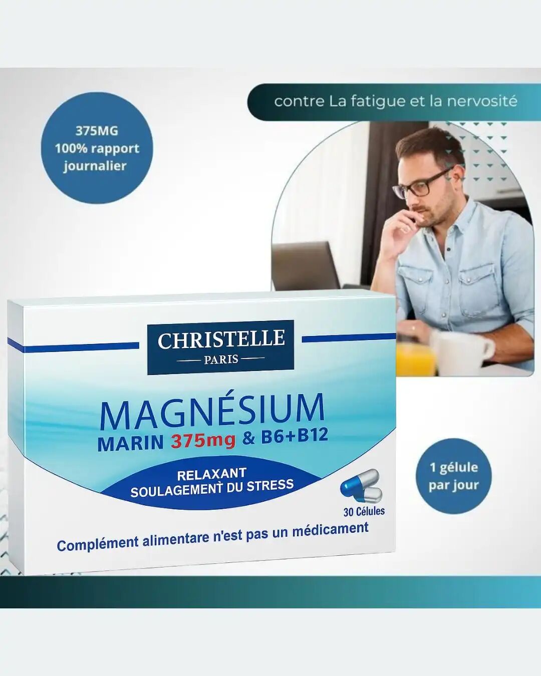 Magnésium Pack 2 Boites, Relaxation, Soutien Sommeil & Équilibre, Stress Fatigue thumbnail 3
