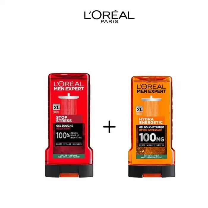 Lot 2 Douche Men Expert Hydra Energetic + Stop Stress