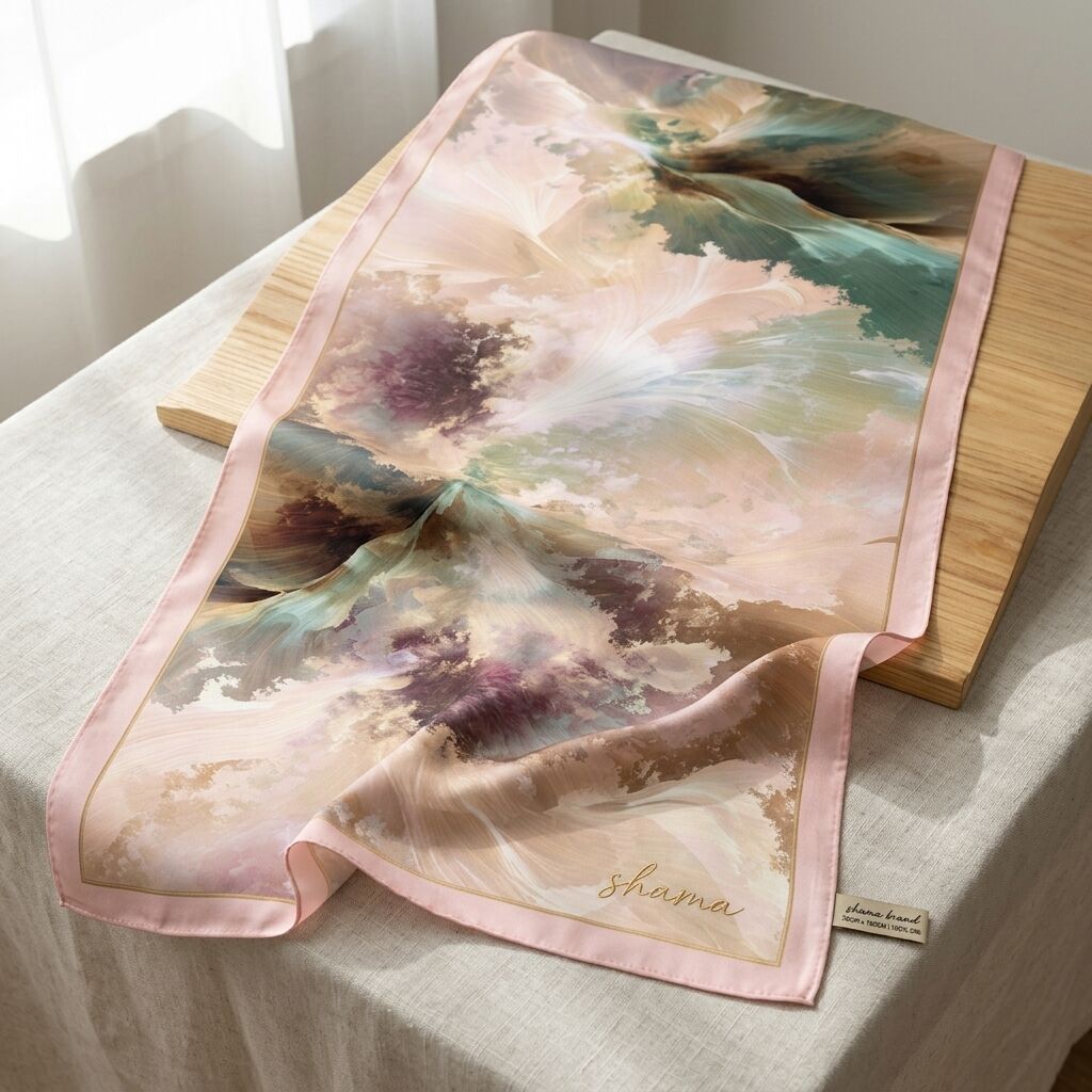 Châle Imprimé Aurore 180 × 70 Cm – 100 % Tencel _ Collection Éclats D'art