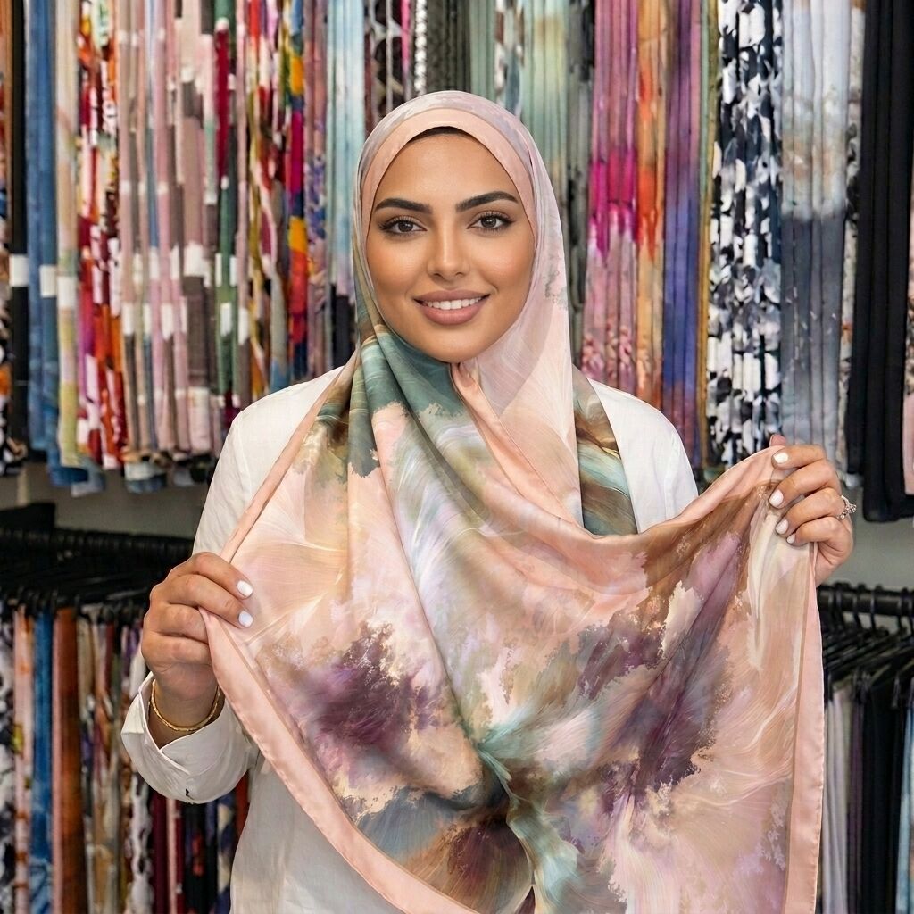 Châle Imprimé Aurore 180 × 70 Cm – 100 % Tencel _ Collection Éclats D'art