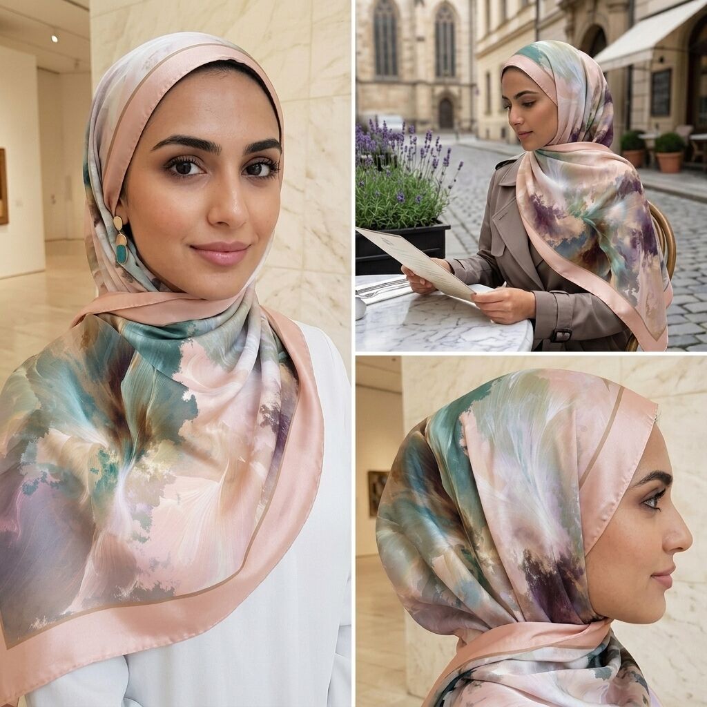 Châle Imprimé Aurore 180 × 70 Cm – 100 % Tencel _ Collection Éclats D'art thumbnail 4