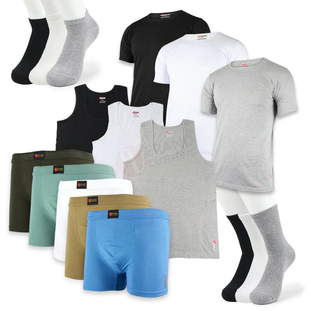 Verano Lot 3 T-shirts+5 Boxers +3 Débardeurs - Coton Confort