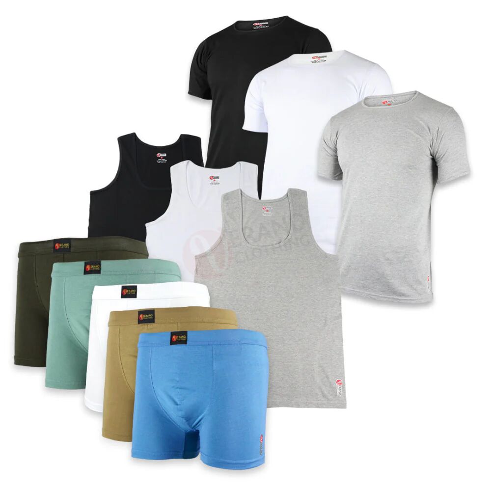 Verano Lot 3 T-shirts+5 Boxers +3 Débardeurs - Coton Confort