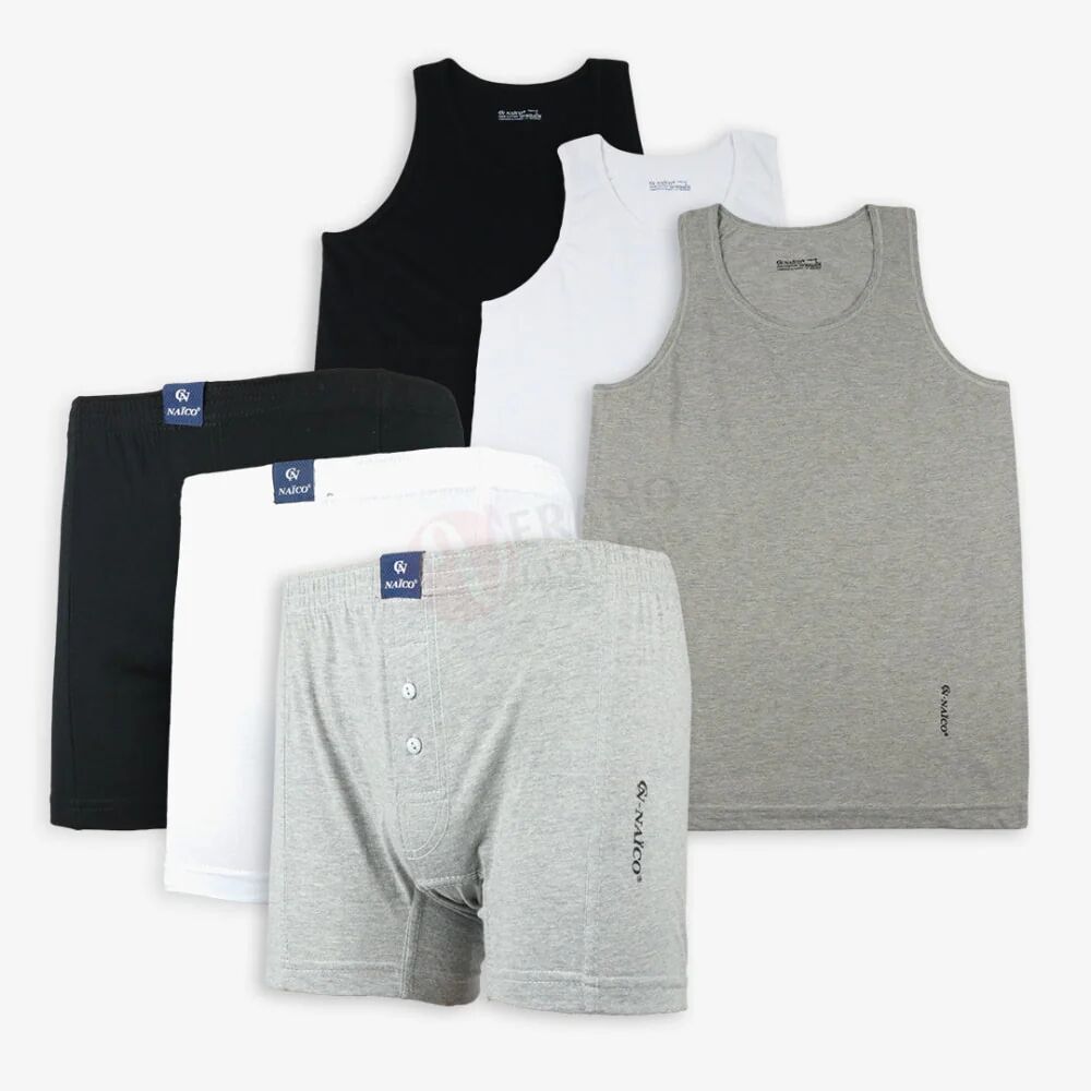 Naïco Lot 3x3 Caleçons-débardeurs 100% Coton